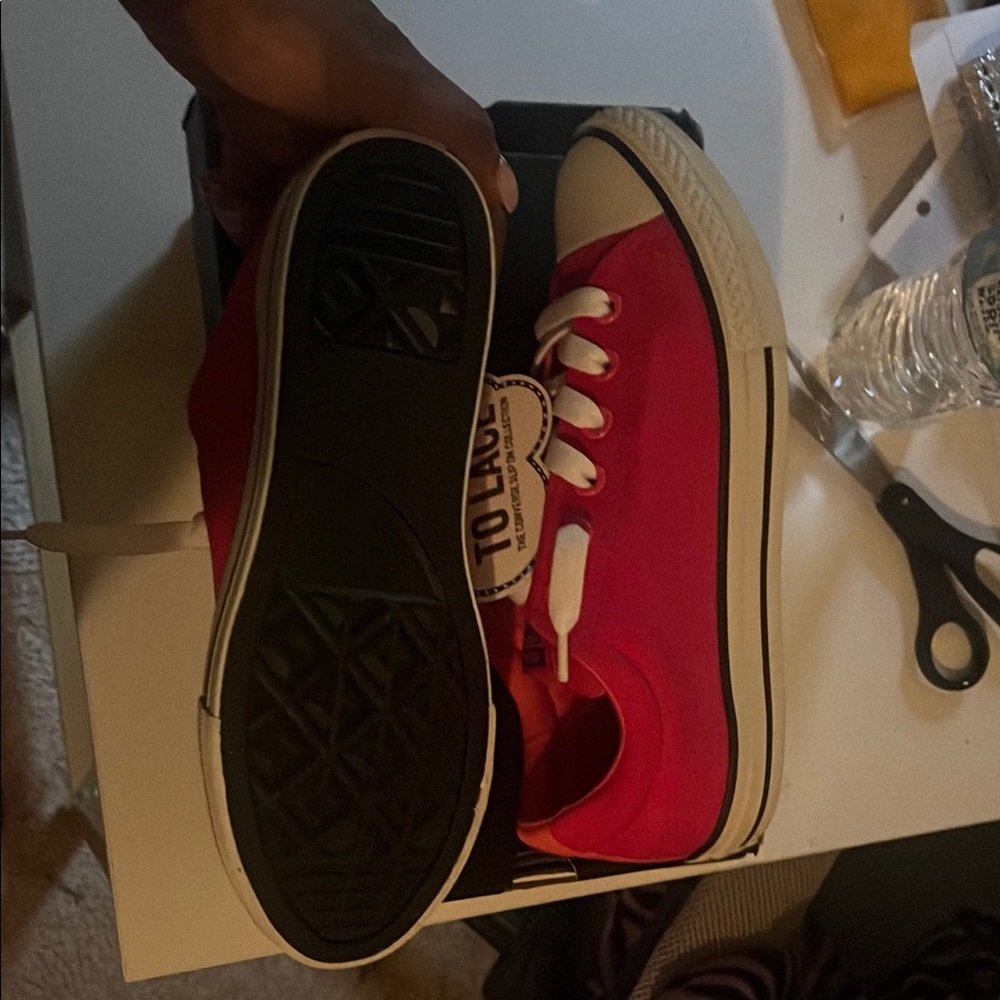 Converse Pink and White High-Top Sneakers - Picture 6 of 6
